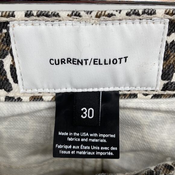 CURRENT ELLIOTT The Fling Snow Leopard Skinny Jeans Size 30 - Picture 5 of 9